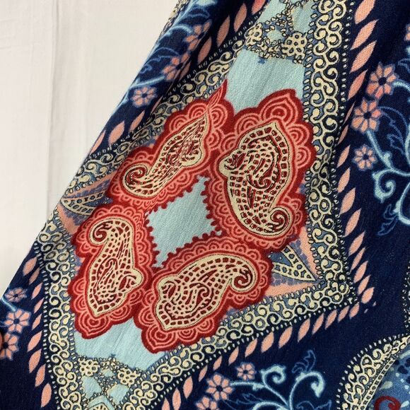 Band of Gypsies Palazzo Pants Smocked‎ Waist Tie Belt Slits Bohemian Wide Small - Picture 9 of 16